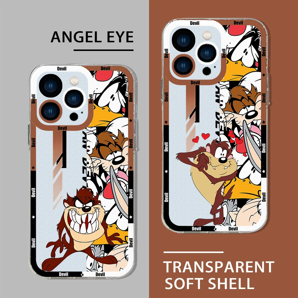 Cartoon The Tasmanian Devil Phone Case For iPhone 15 14 13 12 11 Mini Pro Max X XR XSMax 6S 6 7 8 Plus SE20 Transparent Cover