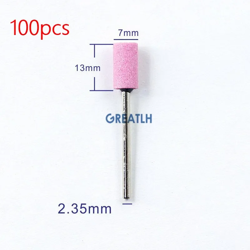 100pcs/box Dental Medium Gravel Ceramic Stone Pink Polishing Burs for Metal Alloy Dental Polisher 2.35mm Shank 10types Optional