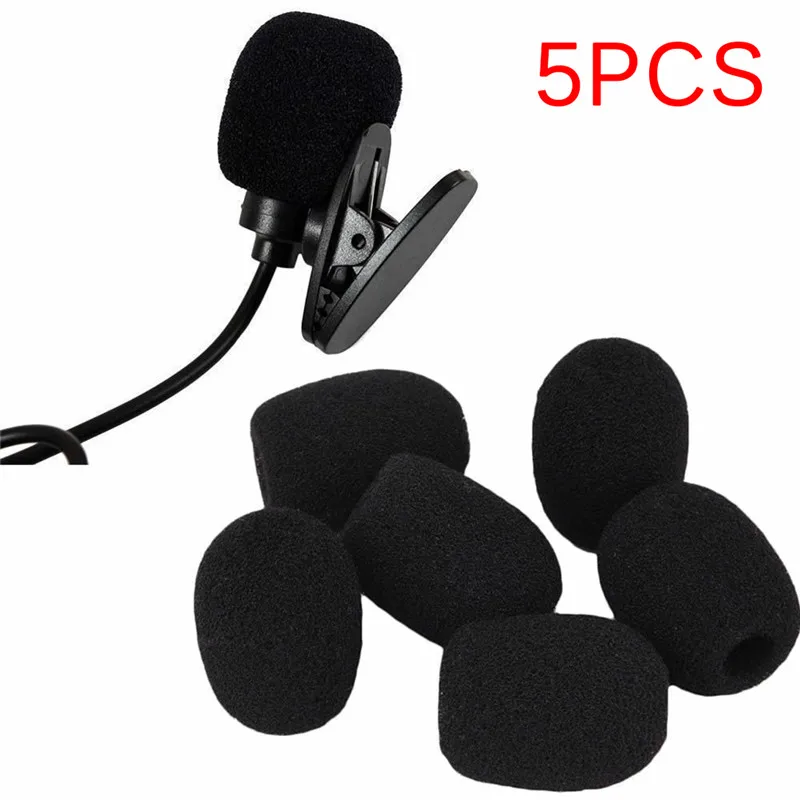 5 Pcs Microphone Headset Grill Windscreen Sponge Foam Pad Black Mic Cover Pads