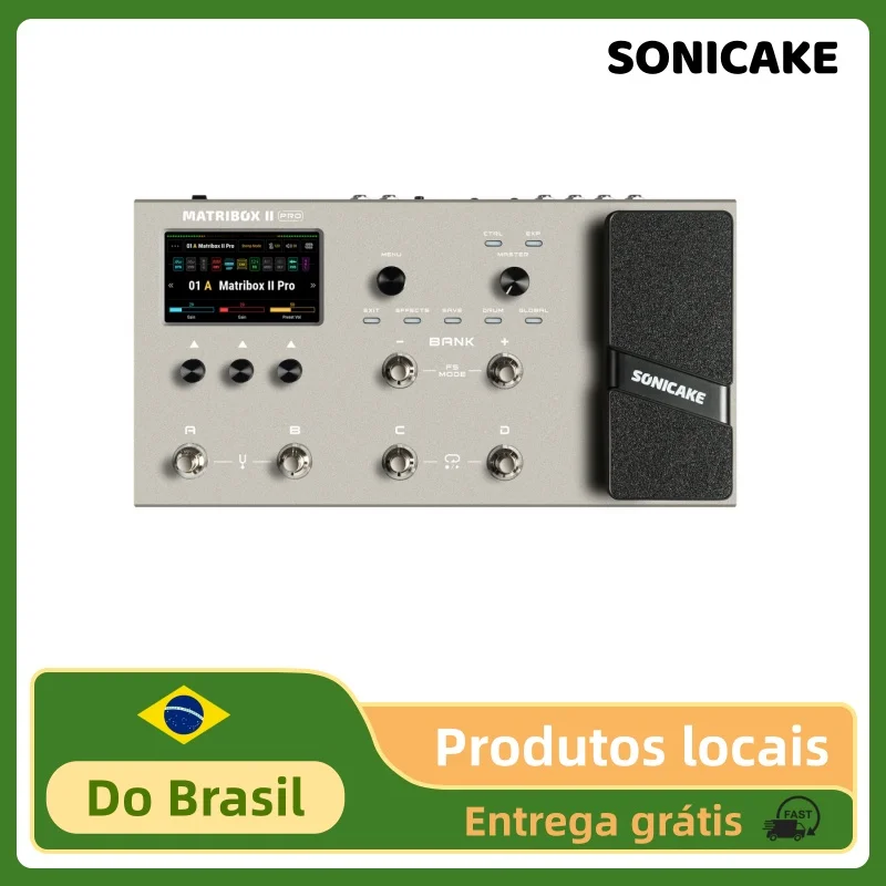 SONICAKE Matribox II Pro Brasil, pedal de multi-efeitos com tela sensível ao toque colorida de 4,3" para guitarra e baix