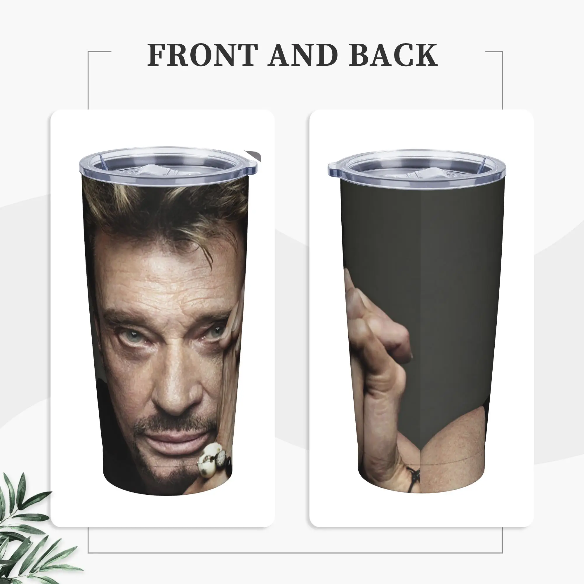 Johnny Hallyday Tumbler Vacuum Insulated  Coffee Cups Vacuum Flask Double Wall Mugs Water Bottle, 20oz