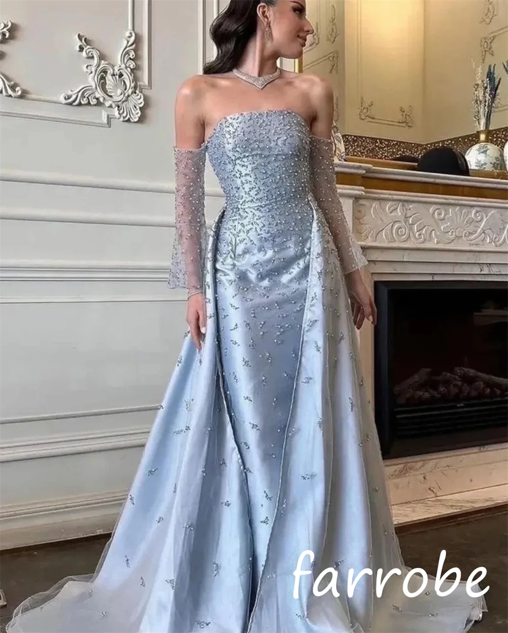 Vestidos largos personalizados a la moda, elegantes, Charmeuse, plisados con lentejuelas, corte en A, hombros descubiertos, ocasión a medida, exquisitos