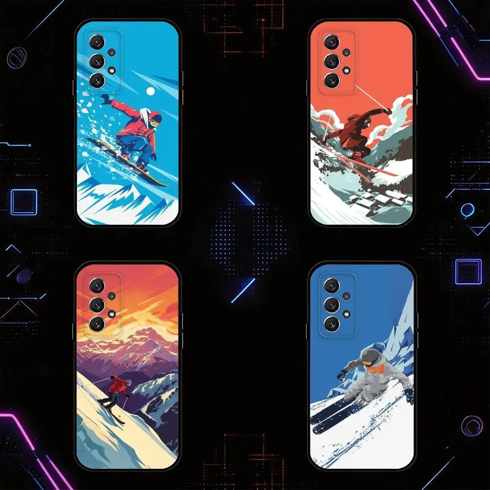 S-Skiing Snow Snowboard Ski phone Case For Samsung S25,24,21,22,23,30,Ultra,20,Plus,Fe,Lite,Note Soft Black Cover