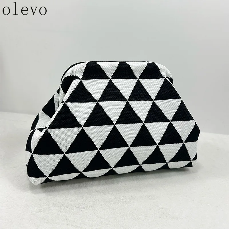 Summer Beach Clutch Bag Woven Crochet Handbags for Women Purses Knitting Dumpling Clutch Ruched Cute Cloud Casual Colorblock Bag - view 5