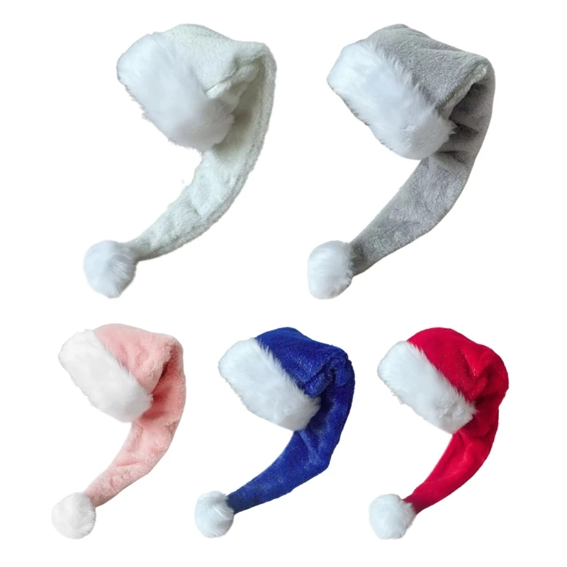 

N7MD Blingbling Christmas Santa Hat Thicken Plush and White Furry Brim for Christmas Parties Dress Up Cosplay