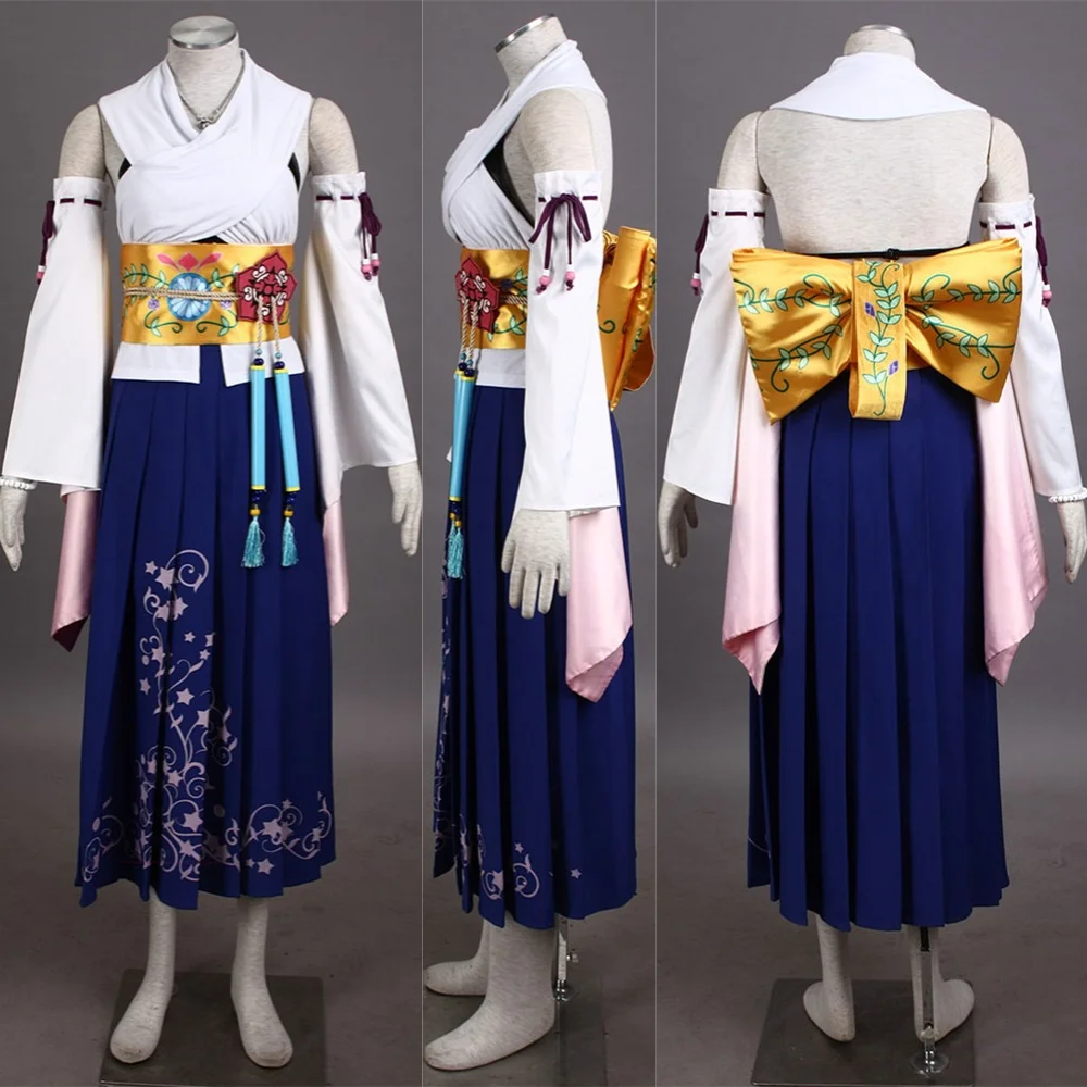 

Игра Fantasy 10 Yuna Dress FF10 Yuna Костюмы для косплея Summoner Топ Юбка Ювелирный наряд Полный комплект Аниме Платья на заказ