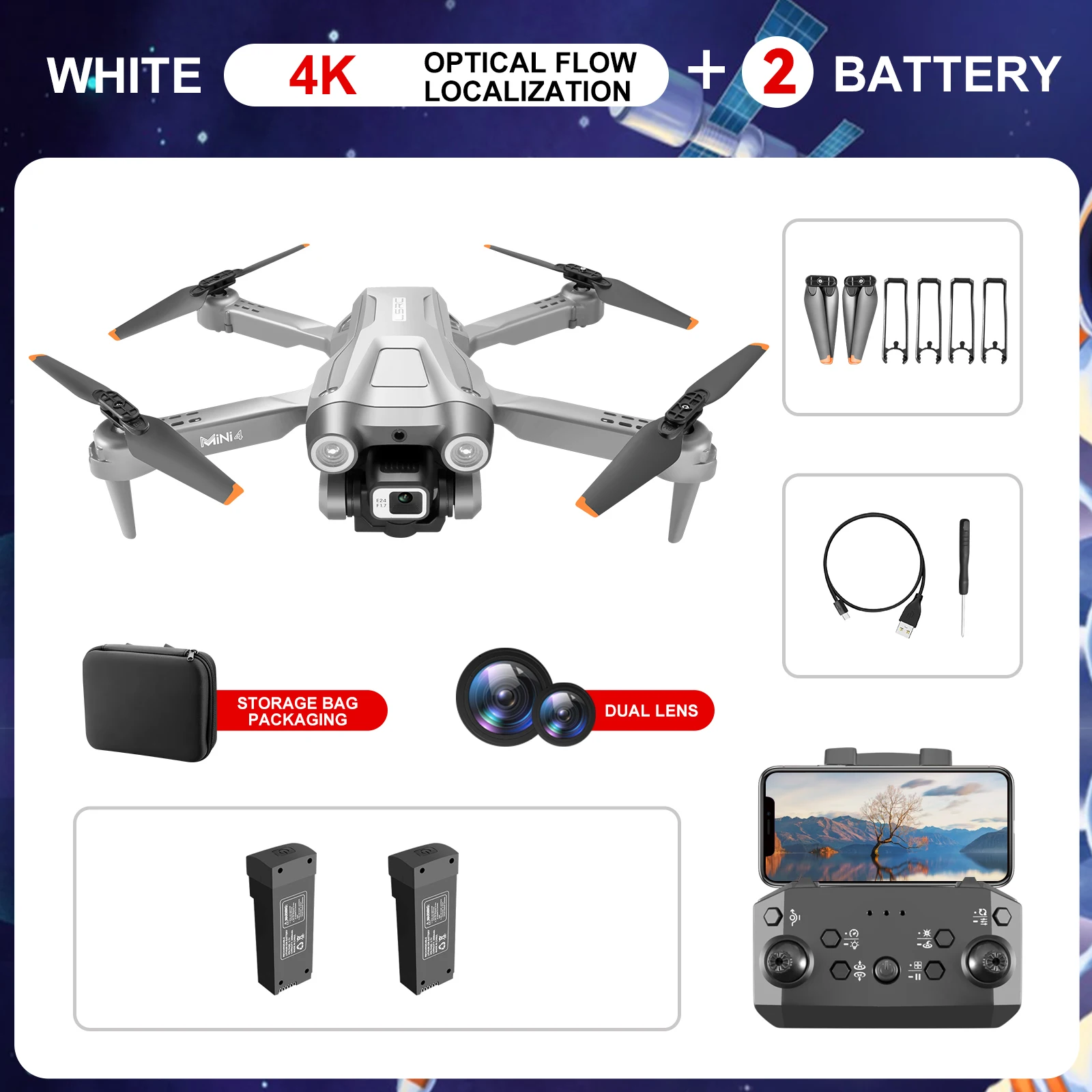 โดรน Mini4 4K 1080P กล้องถ่ายภาพทางอากาศระดับมืออาชีพ 2.4G Optical Flow Wifi FPV โดรนแบบพับได้ ควบคุมผ่านรีโมท พร้อมระบบหลบหลีกสิ่งกีดขวาง