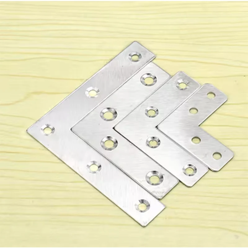 Stainless Steel L-Shaped Furniture Corner Code Flat Right Angle Bracket With Screws Wooden Board Splicing Layer Plate Connector