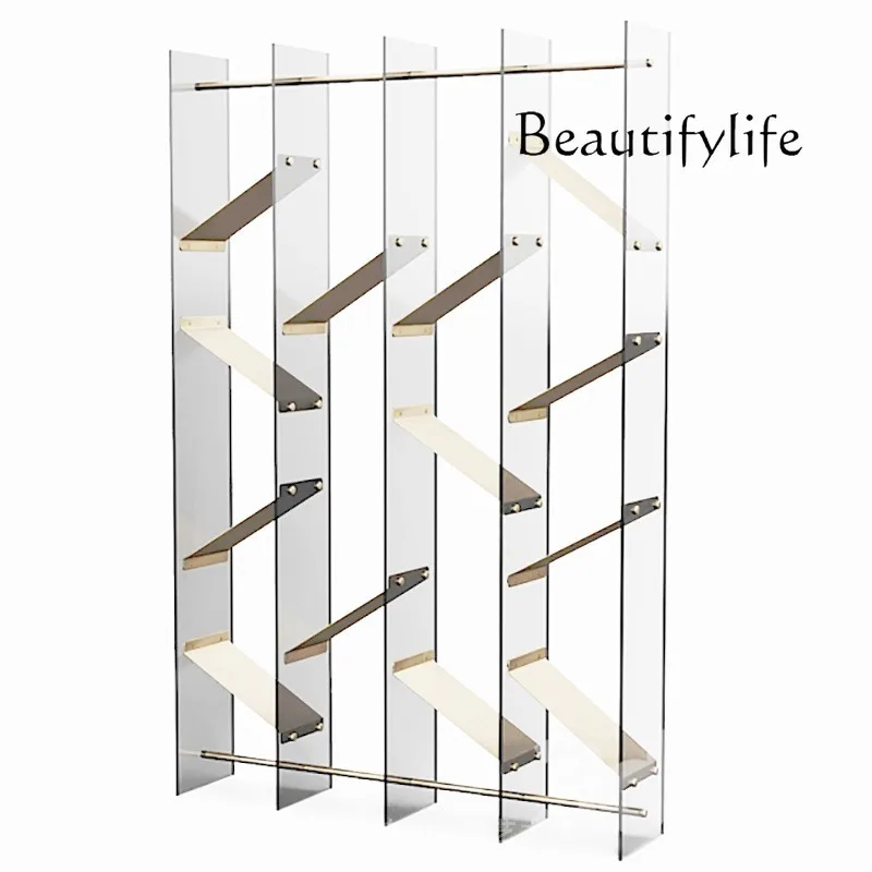 

Acrylic floor rack removable vertical bookshelf commercial club transparent screen bogu shelf