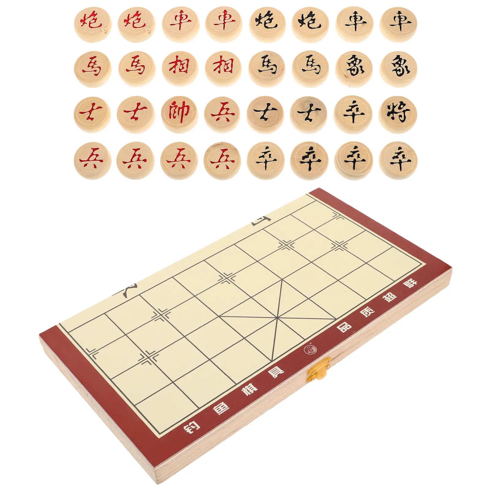 

Foldable Wooden Chinese Chessboard Portable Chess Set Solid Wood Storage Box Traditional Xiangqi Board Game