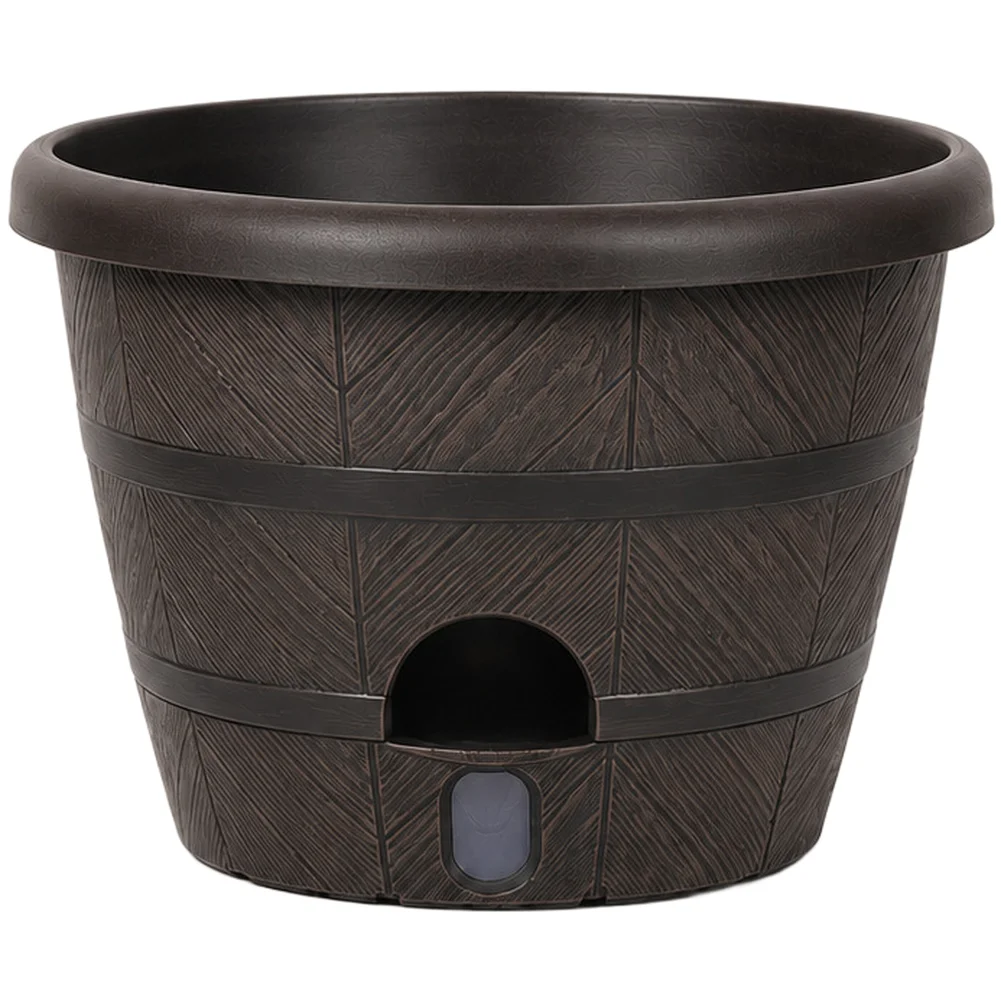 Plastic Whiskey Bucket Style Pot with Weather Resistant Build and Breathable Base for Year Round Plant Display