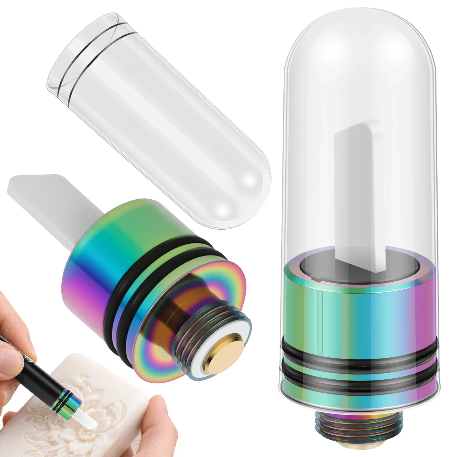 

Керамический термонож с ультрабыстрым нагревом, противоскользящая рукоятка, совместимость с резьбой 510, легкое резание вязких материалов: воск, мед