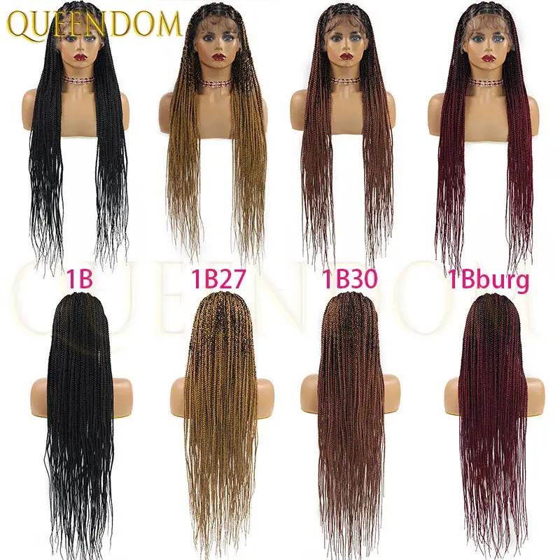 36 بوصة كامل الدانتيل شعر مستعار أمامي متقاطع جديلة شعر مستعار الاصطناعية آلهة صندوق شعر مستعار مضفر للنساء السود فو كورنو لوكس شعر مستعار