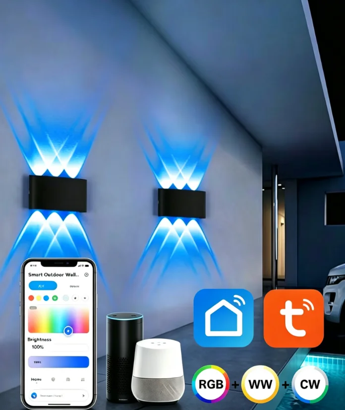 Picture 5: WiFi-Zigbee Tuya Smart LED Waterproof IP65 Wall Lamp RGBCW Color-Changing Wall Lamp Compatible with Google, Alexa