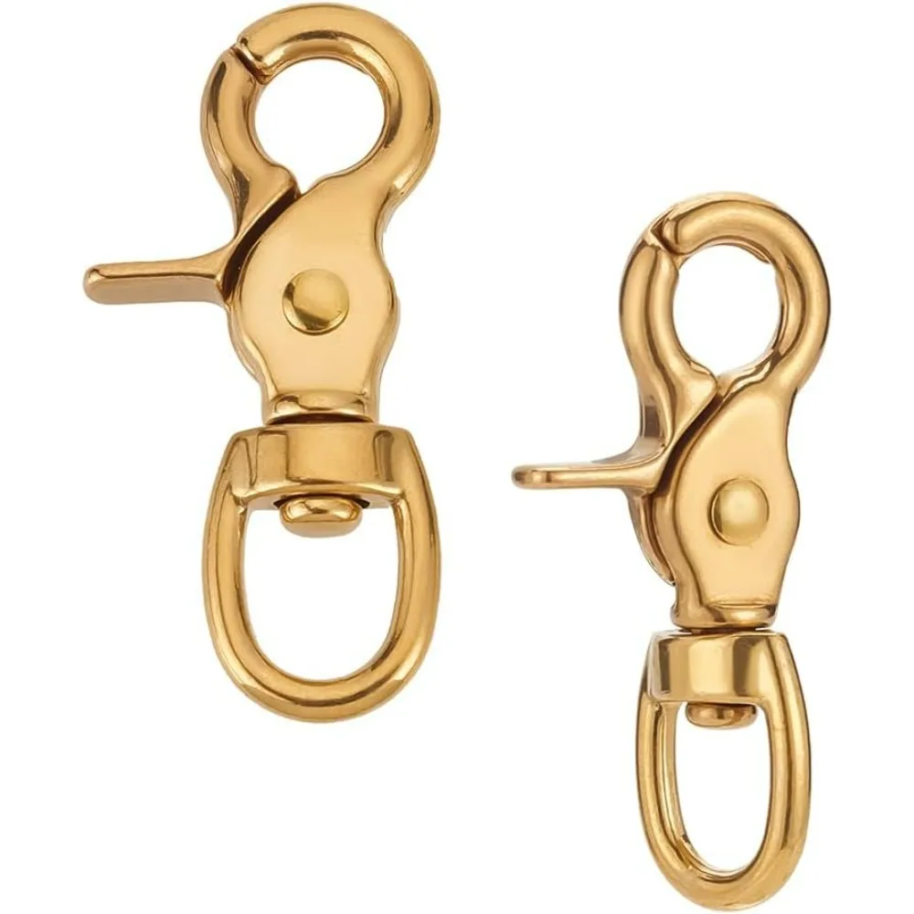 Brass Trigger Snap Hooks 2 Pack Swivel Round Snap Clips, 2.8''/7.1cm Lobster Claw Clips Pet Buckle Heavy Duty Swivel Eye Hooks