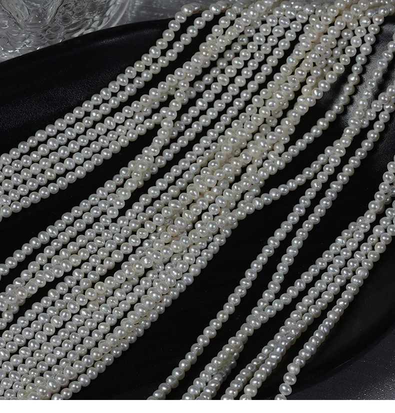 

3MM Near-round Strong Light Natural Freshwater Real Pearl Work in Progress Loose Diy Clavicle Chain Handmad