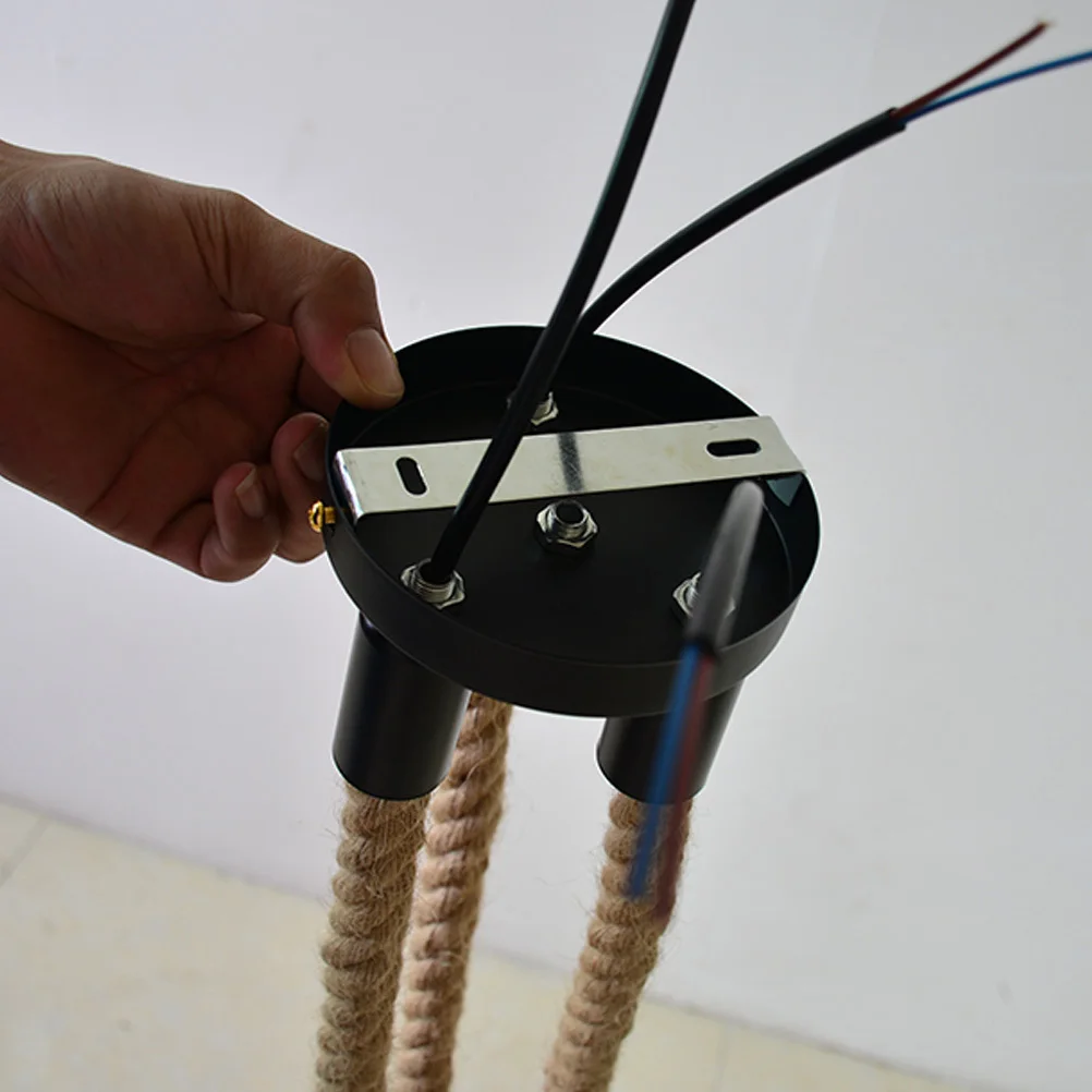 ريفي حبل القنب قلادة مصباح 1 متر واحد ثلاثة رئيس E27 معلقة ضوء لغرفة النوم مطعم مقهى بار ديكور المنزل الإبداعي #2