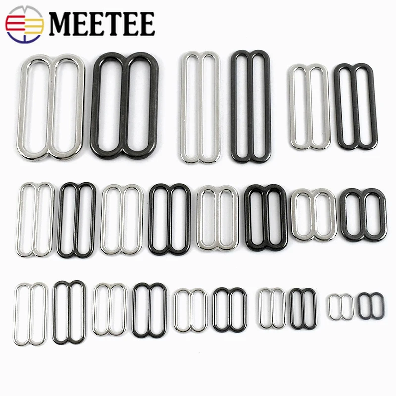 

10-30Pcs 6-50mm Metal Buckle Bra Bag Strap 8-shaped Ring Adjust Clasp Underware Tri-Glide Slider Buckles DIY Garment Accessories