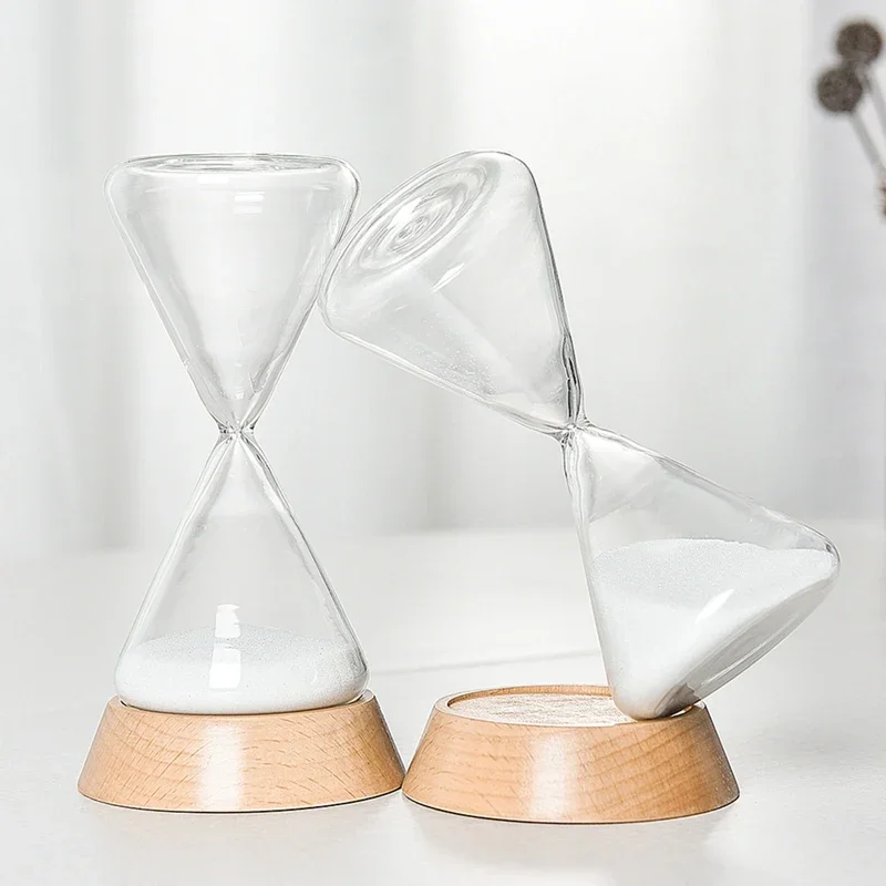 Nordic Glass Droplet Time Hourglass with Wood Base Home Decoration Crafts Gift Desktop Ornament OfficeTimer hourglass sand timer