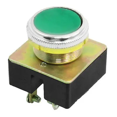 Round Green Cap 4P Terminal DPST Momentary Push Button Switch AC 380V