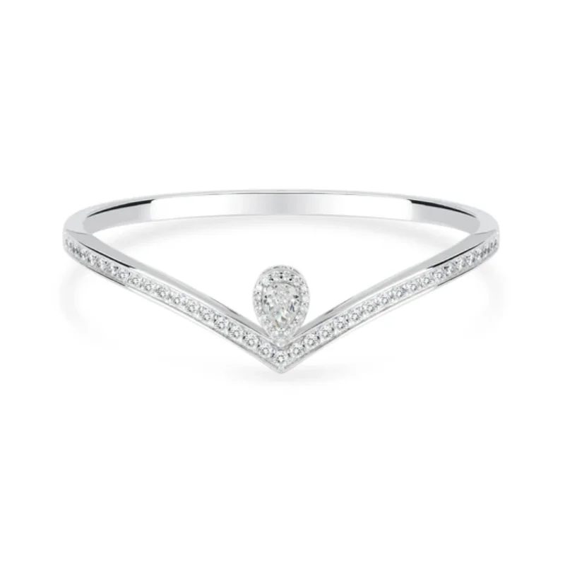 Bellux 925 Silver Synthetic Zircon Bracelet White Diamond Water Drop Crown Simple Fashion Bangle for Women