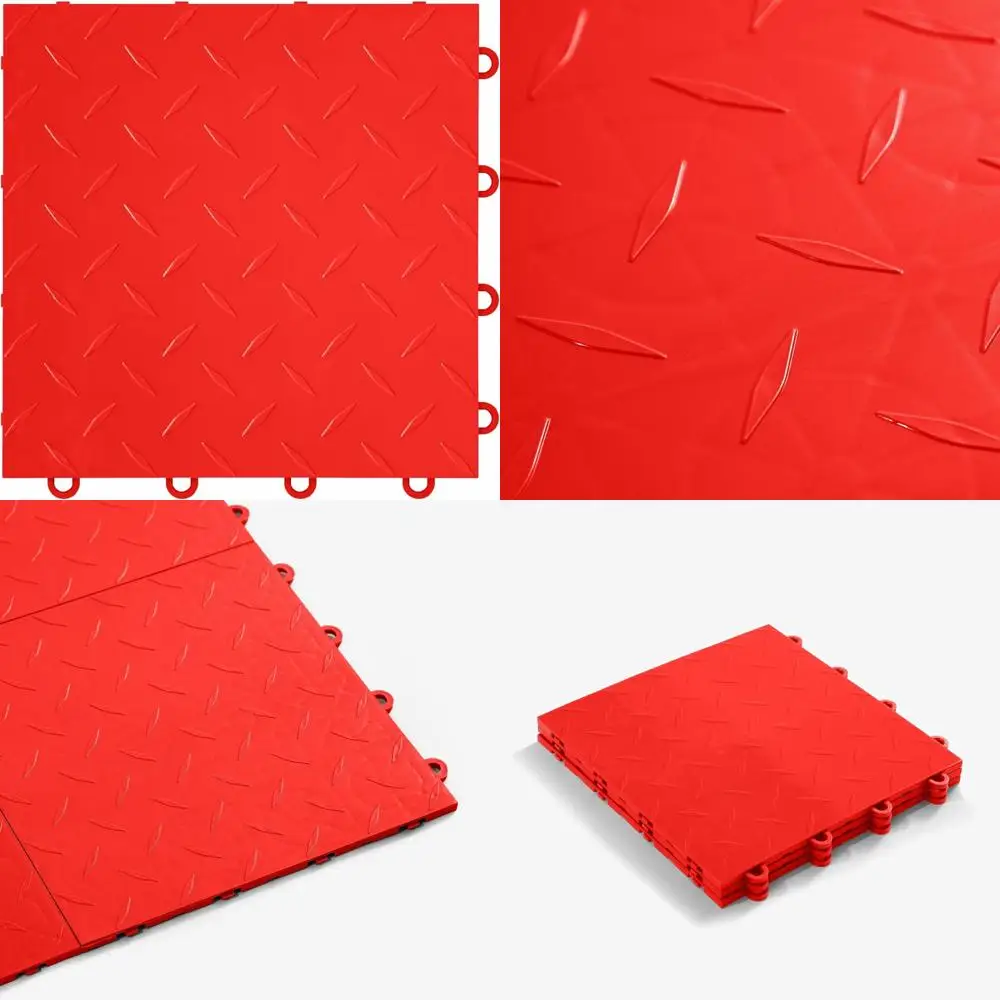 بلاط أرضية بلاستيكي متشابك غير قابل للانزلاق للمرآب، حصيرة متجمعة مقاس 12 × 12، مثالية لتنظيم المرآب والسلامة