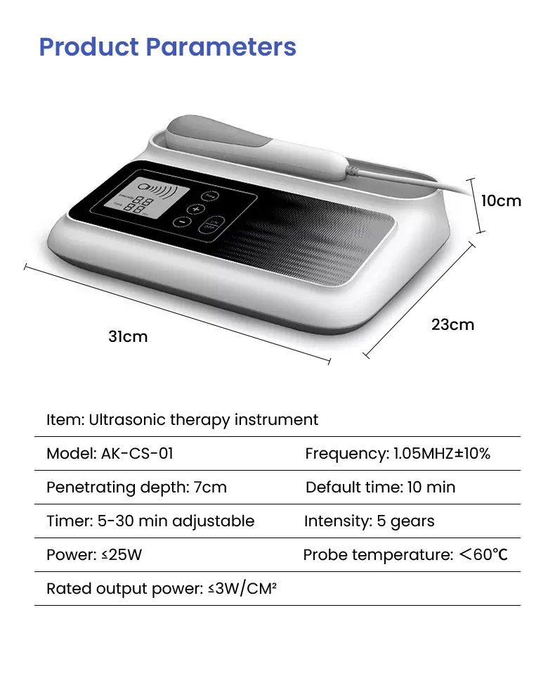 Ultrasonic Therapy เครื่องสำหรับบรรเทาอาการปวด1.05MHz เครื่องมือกายภาพบำบัด Ultrasound กล้ามเนื้อนวดหน้าจอ LCD