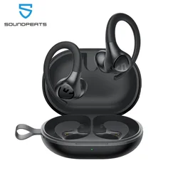 SoundPEATS Wings 2-auriculares inalámbricos con Bluetooth 5,3, cascos deportivos impermeables con ganchos para la oreja, Control por aplicación táctil, 30 horas