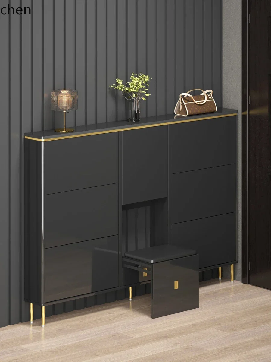 

Light Luxury Ultra-Thin Shoe Cabinet 17cm New Hot-Selling Home Entrance Narrow Flip Shoe Cabinet