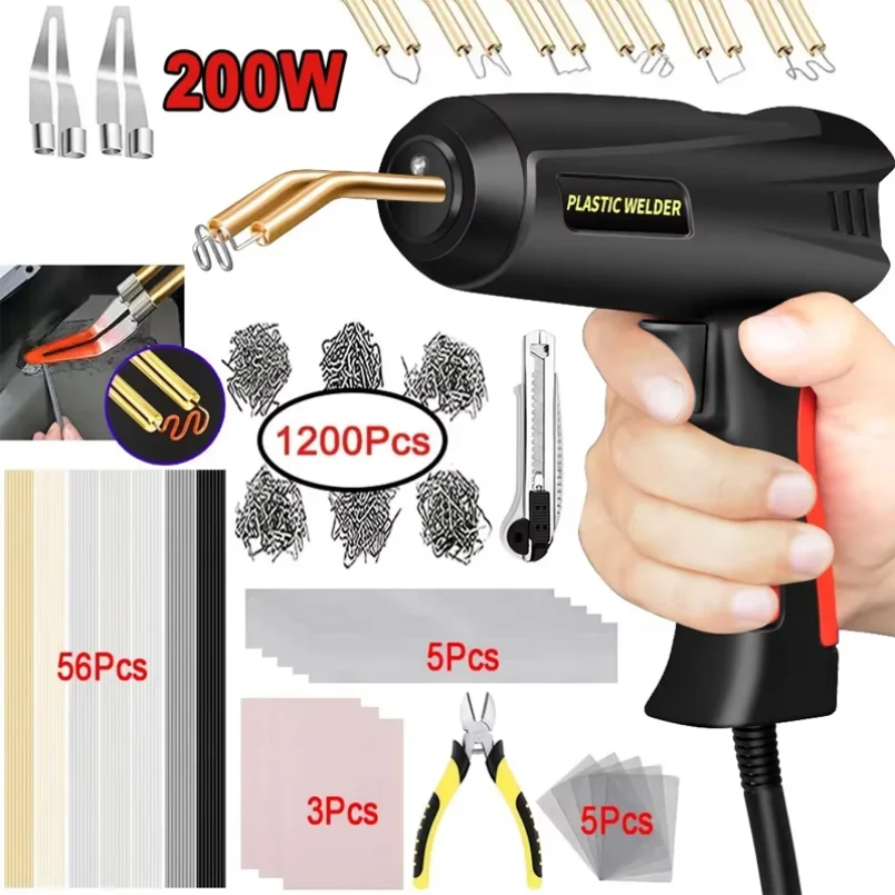

Модернизированный комплект для сварки пластика 2 в 1, горячий степлер, паяльный пистолет, типы скоб для ремонта автомобильного бампера, 200 Вт, ремонт сварочного аппарата