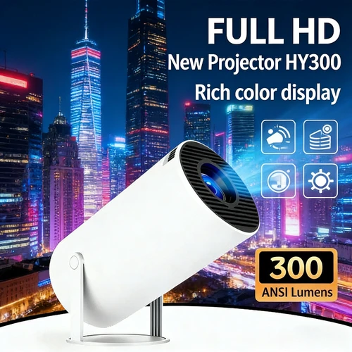 Imagen 1 del producto Nuevo Proyector HY300 4K Android 11 Wifi6 290 ANSI Allwinner H713 BT5.0 1080P 1280*720P Cine Portátil para Exteriores