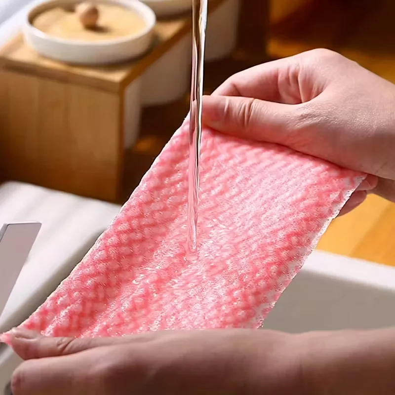 

Disposable Non-Woven Fabric Pre-Moistened Wipes 80 Sheets Multi-Purpose Kitchen Dishcloth Oil-Resistant Cleaning Cloth