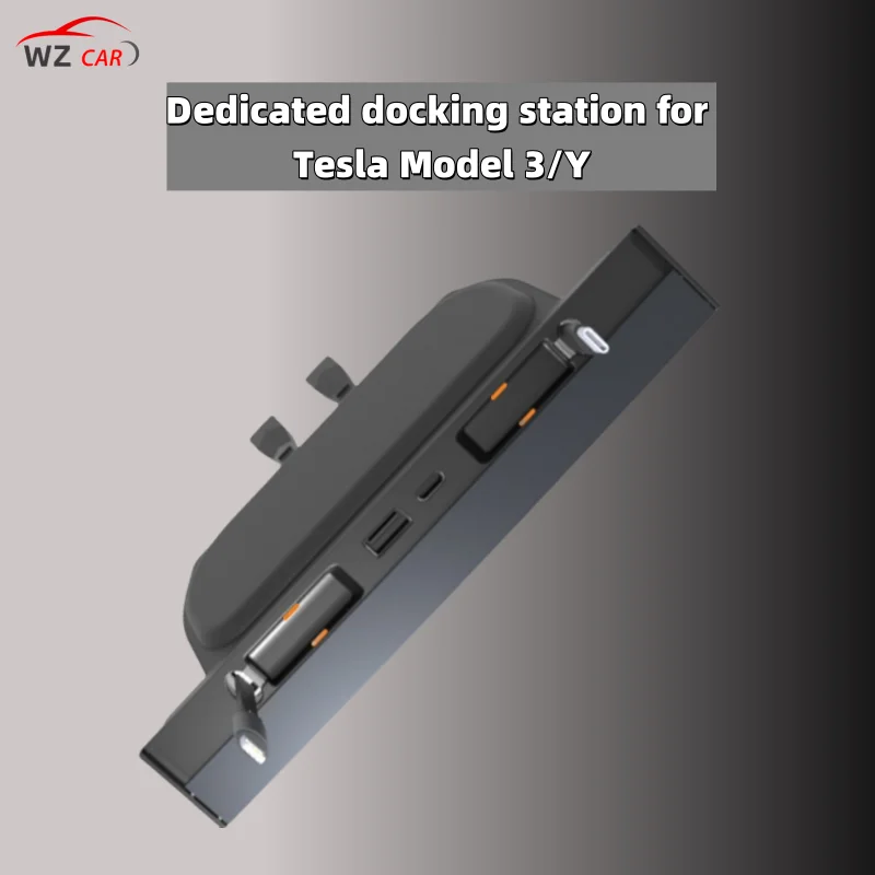 Hub Docking Station For Tesla Model 3/Y Central Control Docking Station With Retractable Cable Fast Charger USB Port