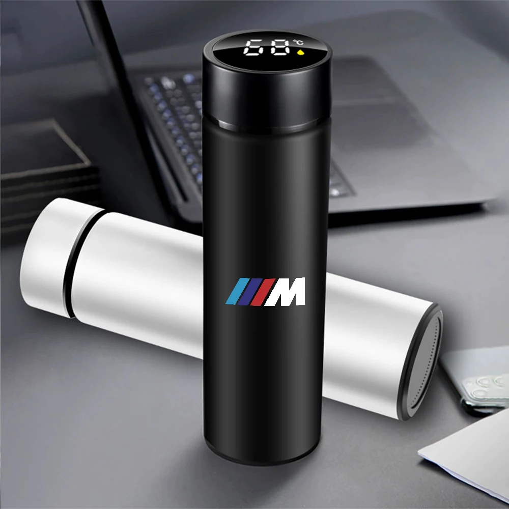 Car Smart Thermal Mug Portable Travel Stainless Steel Insulation Cup Badge For BMW M Performance E46 E90 E60 F30 F10 E36 G20 E92