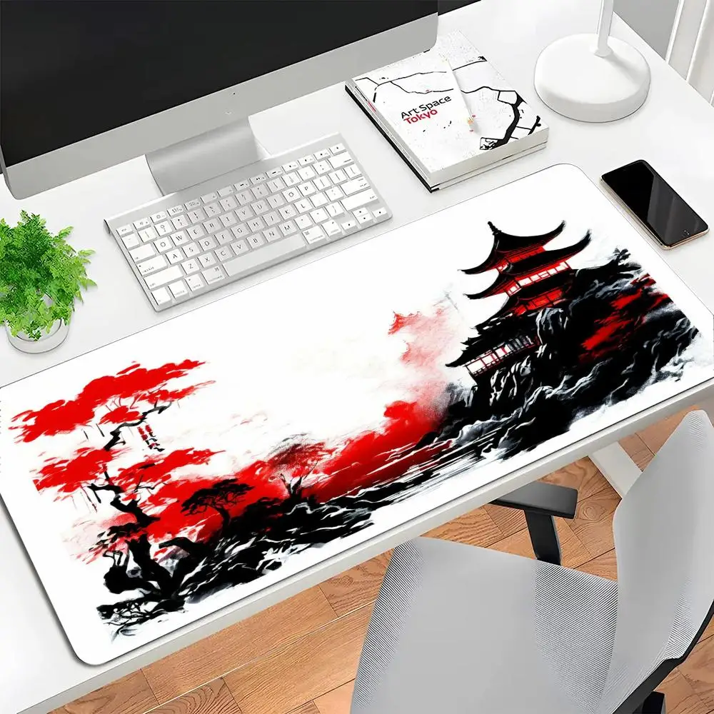 Mountain Sunset Temple Ink Landscape playmat table mat game card pad large size mousepad office desktop games laptop