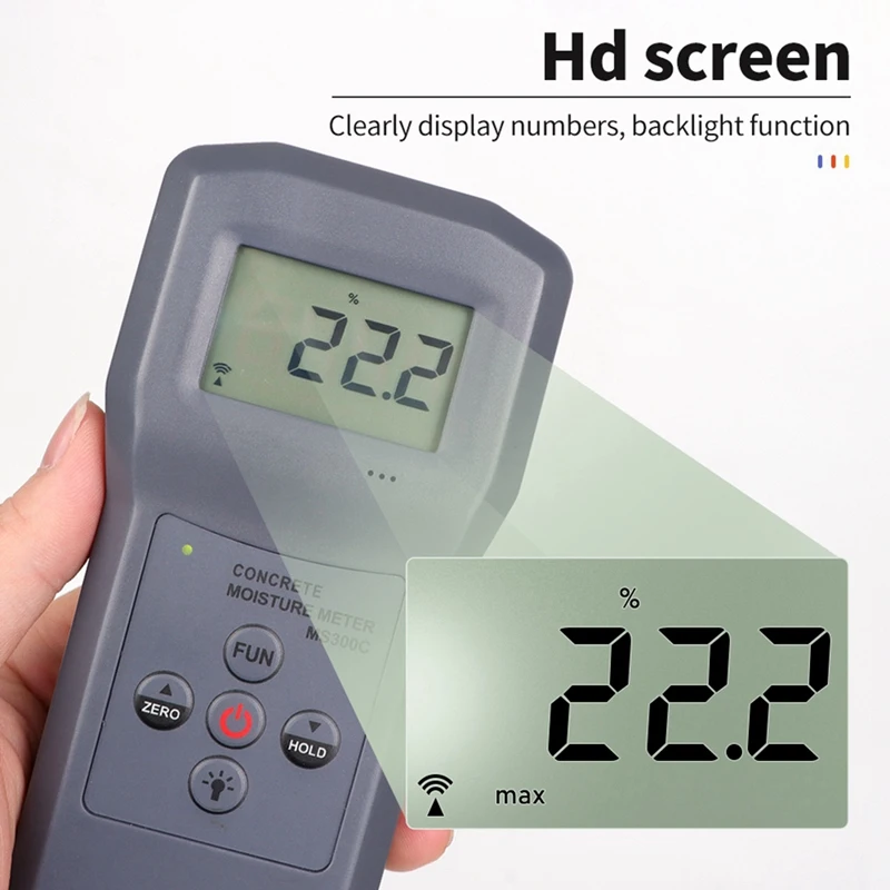 Professional Digital Moisture Meter For Measuring Moisture Content Of Concrete, Wood, Paper, Bamboo, Carton And Textile