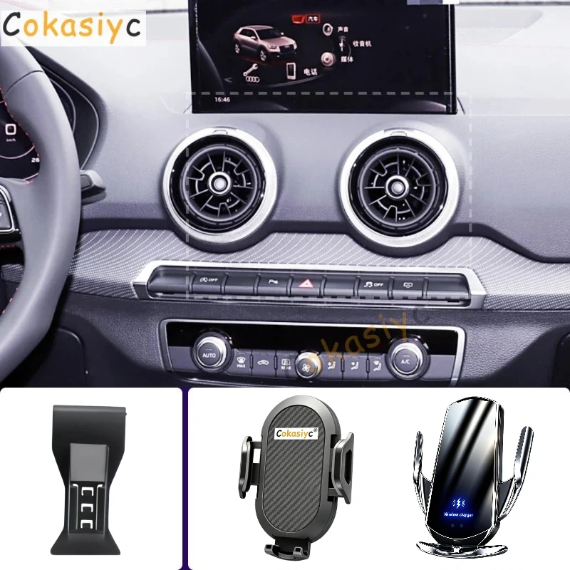 Suporte de Telefone para Carro AUDI Q2 2019 2020 2021 2022 2023 2024, Suporte para Celular com Carregamento Sem Fio e Base Fixa Especial