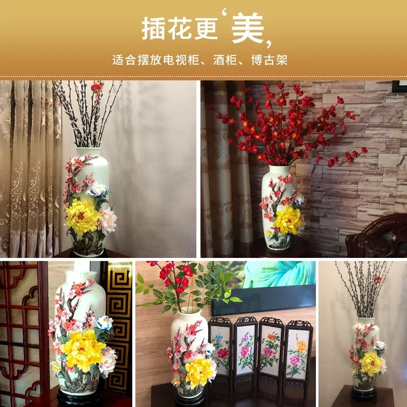 Chinese handmade ceramic flower vase ornament living room flower arrangement bogu frame porcelain decoration handicrafts