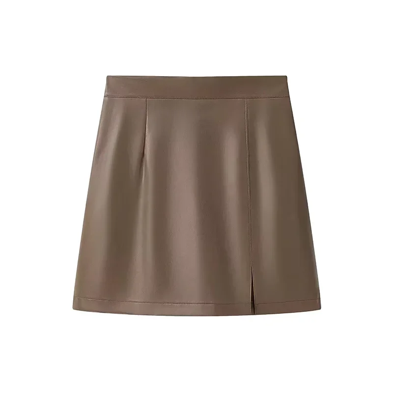 

Cool Women Faux Leather Mini Skirt Club Sexy Lady Streetwear Zipper Party PU Out Wear Slim Fit A-line Short Skirts Street Style