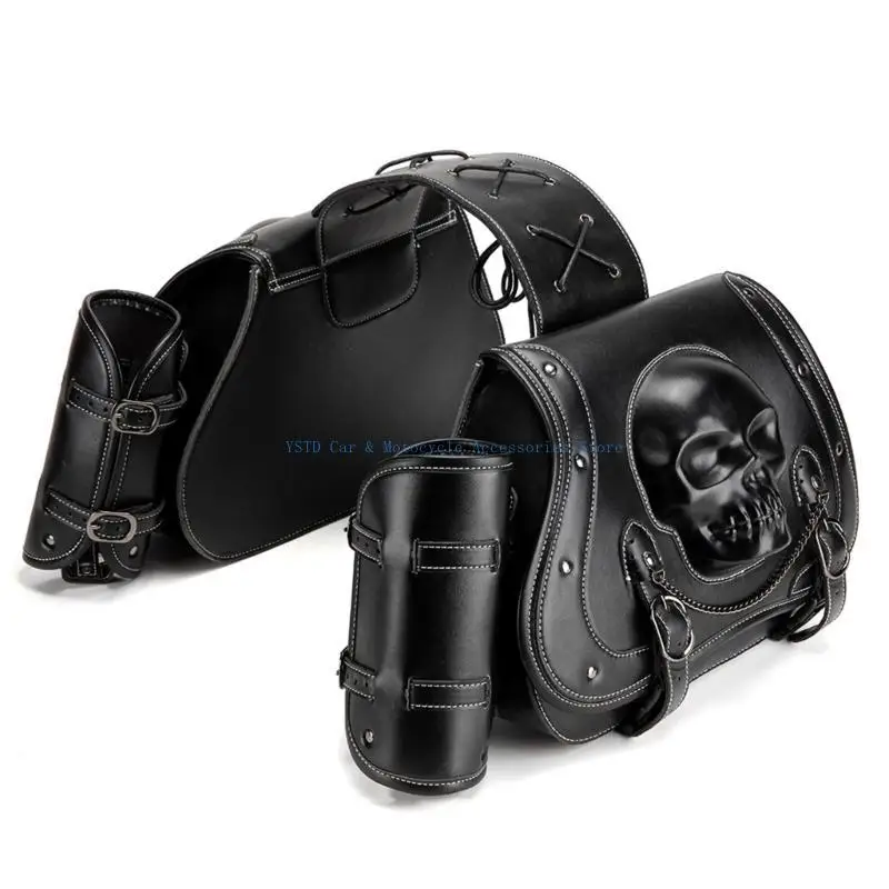 

L5BC Universal Fit Motorcycle Saddlebags with Punk Skull Pattern Stylish for Bike