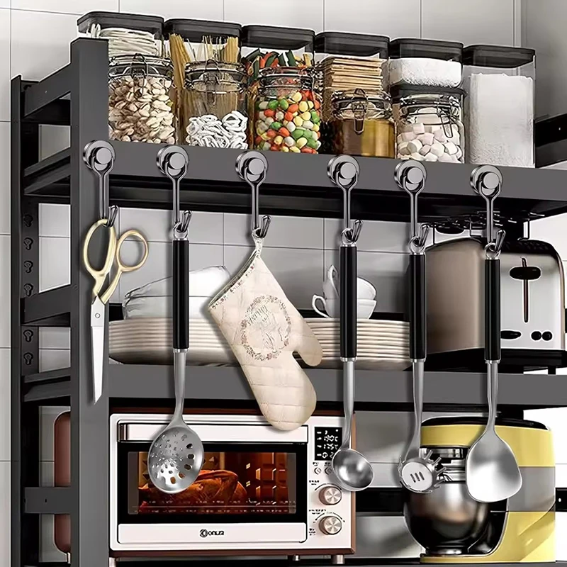 16 مللي متر 20 مللي متر السنانير المغناطيسية السوداء مغناطيس النيوديميوم القوي الثقيلة المغناطيسي خطاف دوار ل مفتاح حامل الثلاجة المطبخ المدرسة DIY بها بنفسك