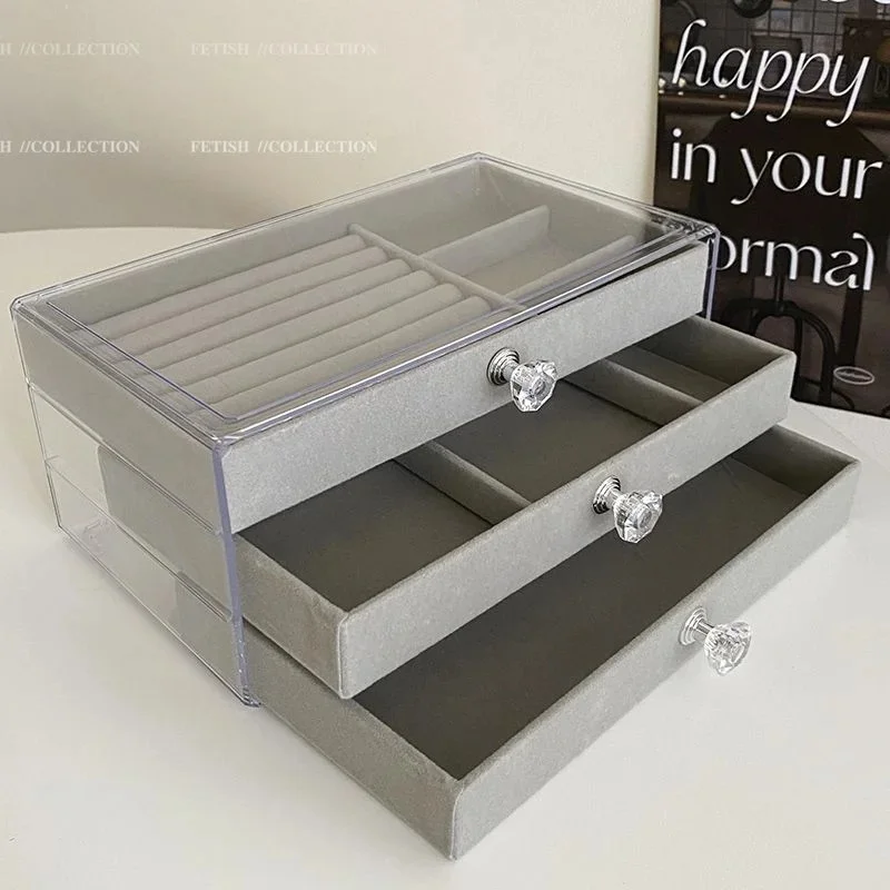 Stackable Acrylic Jewelry Box with Drawer | Durable Plastic, Ideal for Earrings, Necklaces, Bracelets, Rings-Decorative Display