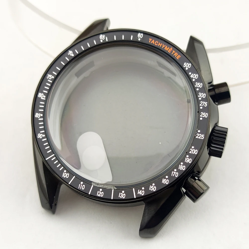 40mm case VK63 case Silver/Black case stainless steel Case For VK63 VK64 Movement Case Watch Accessories Watch Parts Watch case
