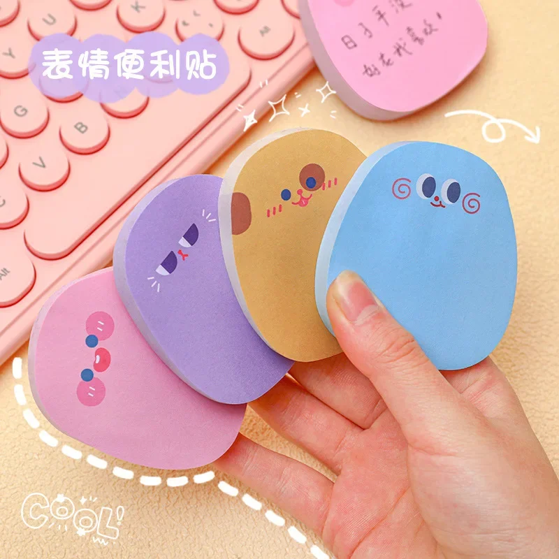 60 Sheets Kawaii Cartoon Memo Pad Cute Colored Emoticon Sticky Notes Perfect for Girls and Leaving Messages,  Sticking Paper