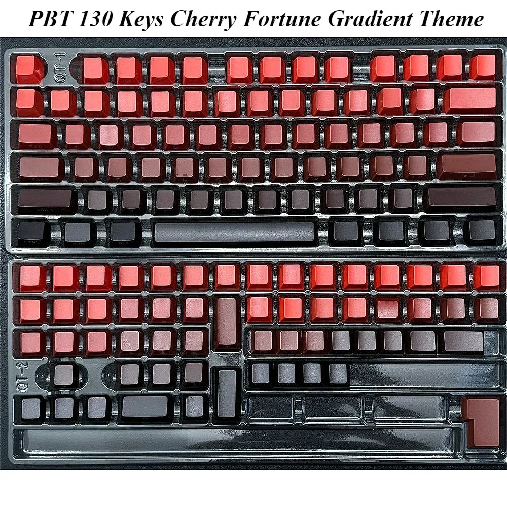 

PBT Keycaps 130 Keys, Cherry, Lucky Gradually change theme, Personalized Keycaps for Cherry MX 104/87/61 Mechanical Keyboards