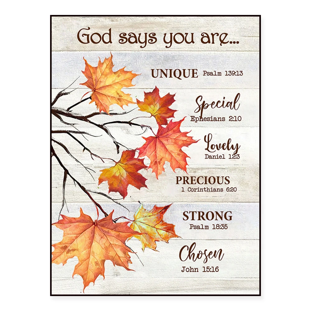 Fall Poster and Canvas, God Said You Are a Maple Leaf - Inspirational Quotes Christian Bible Verse Wall Art, Home Decor