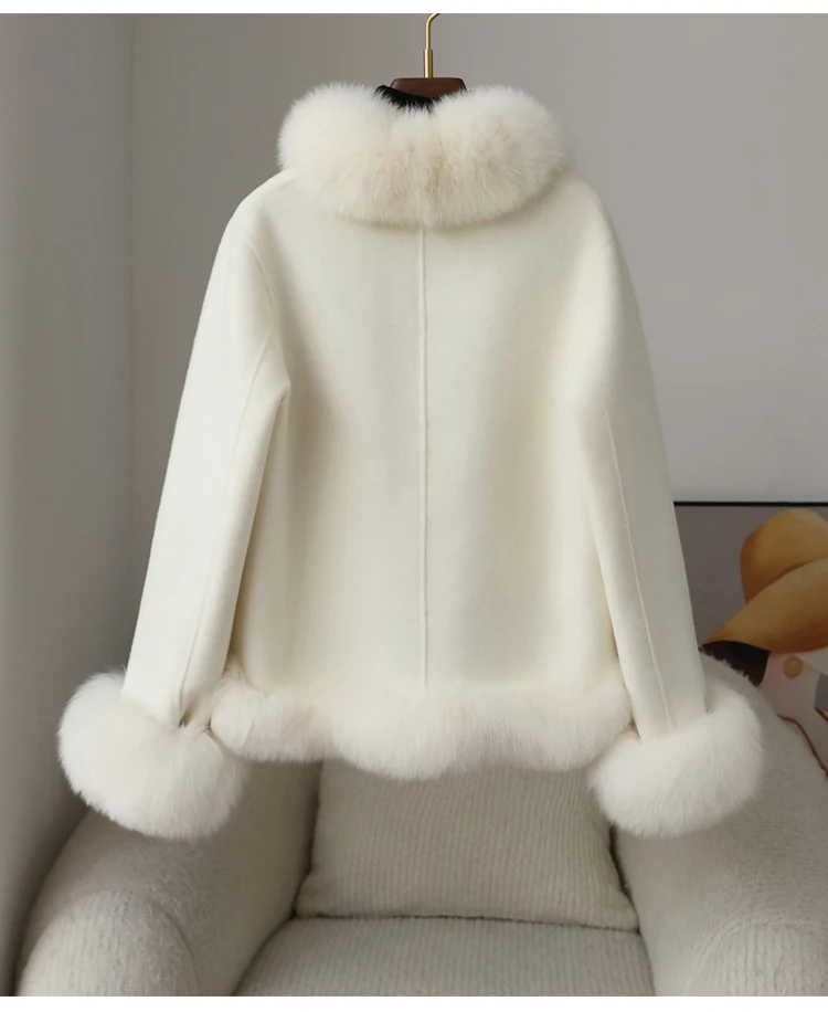 Cappotti di lana a doppia faccia autunno inverno giacca mantello imitazione cappotto di pelliccia signore nuove donne capispalla femminile moda abbigliamento donna