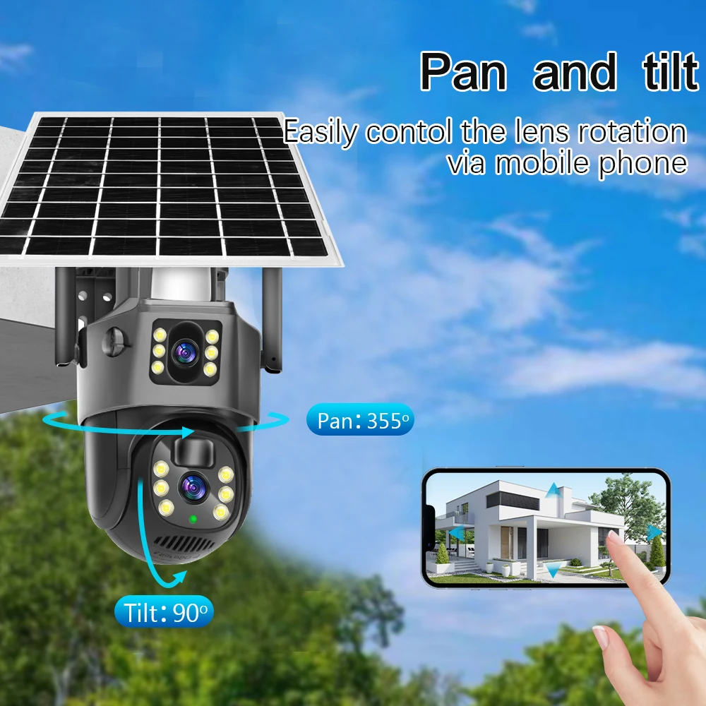 Imagem -02 - Linook-câmera ip de Segurança ao ar Livre Cctv Solar sem Fio Wifi Monitoramento de Inclinação Panorâmica de 360 Graus Lente Dupla 4k Zoom 10x V380 à Prova Dágua