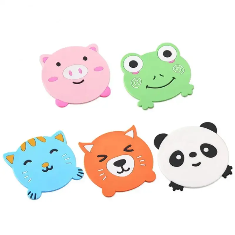 Cartoon Coaster Silicone Mat Drink Cup Coasters Non-slip Placemat Cute Animal Cup Mats Pad Pot Holder Kitchen Accessories