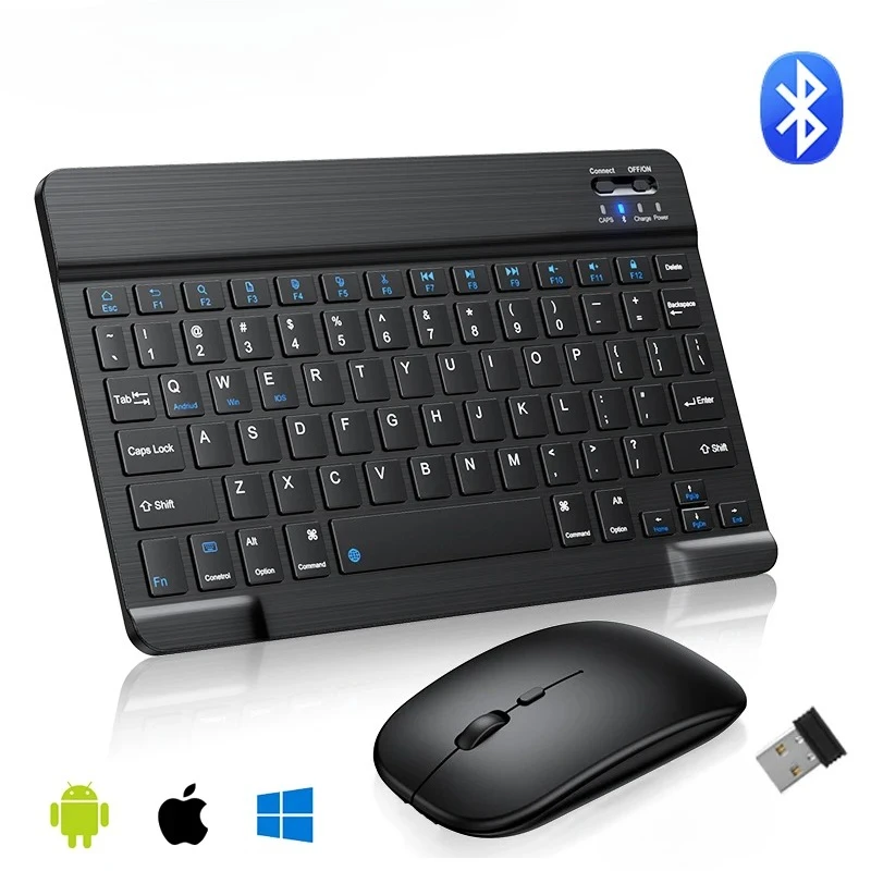Spanish/English Bluetooth Keyboard 10inch For iPad 11th Air Pro Wireless Rechargeable Keyboard for Phone Tablet Laptop Universal
